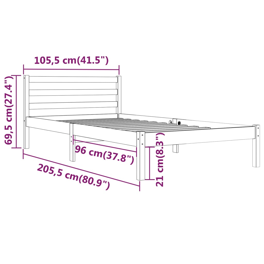 Bedframe Massief Grenenhout 100X200 Cm