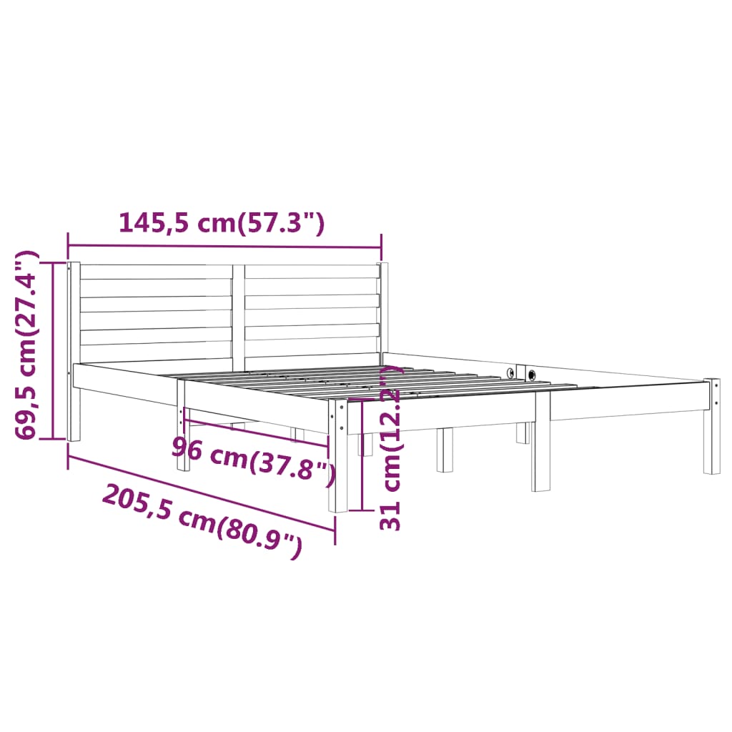 Bedframe Massief Grenenhout 140X200 Cm