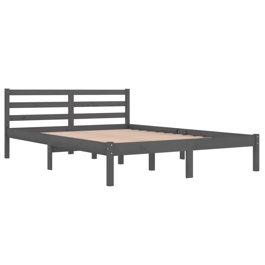Bedframe Massief Grenenhout Grijs 140X200 Cm