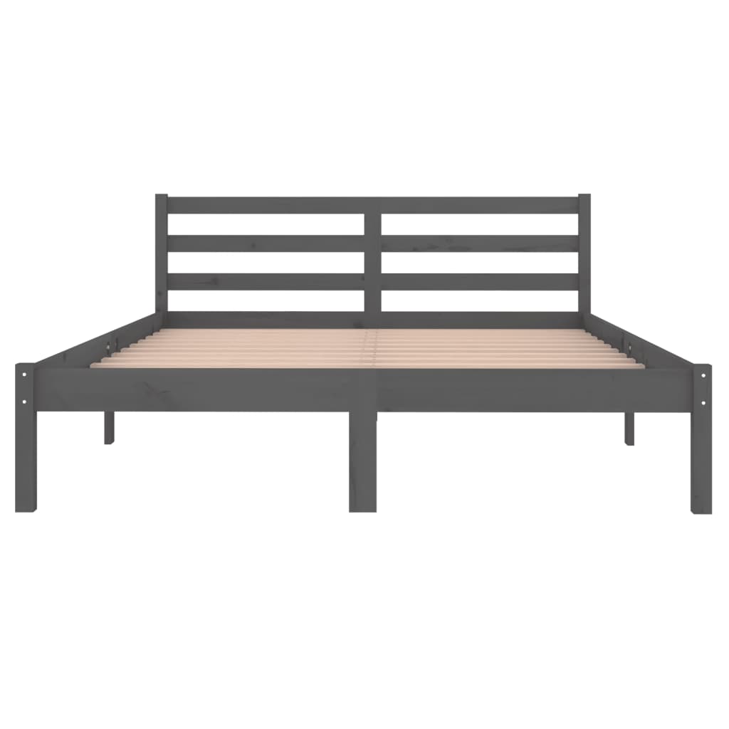 Bedframe Massief Grenenhout Grijs 140X200 Cm