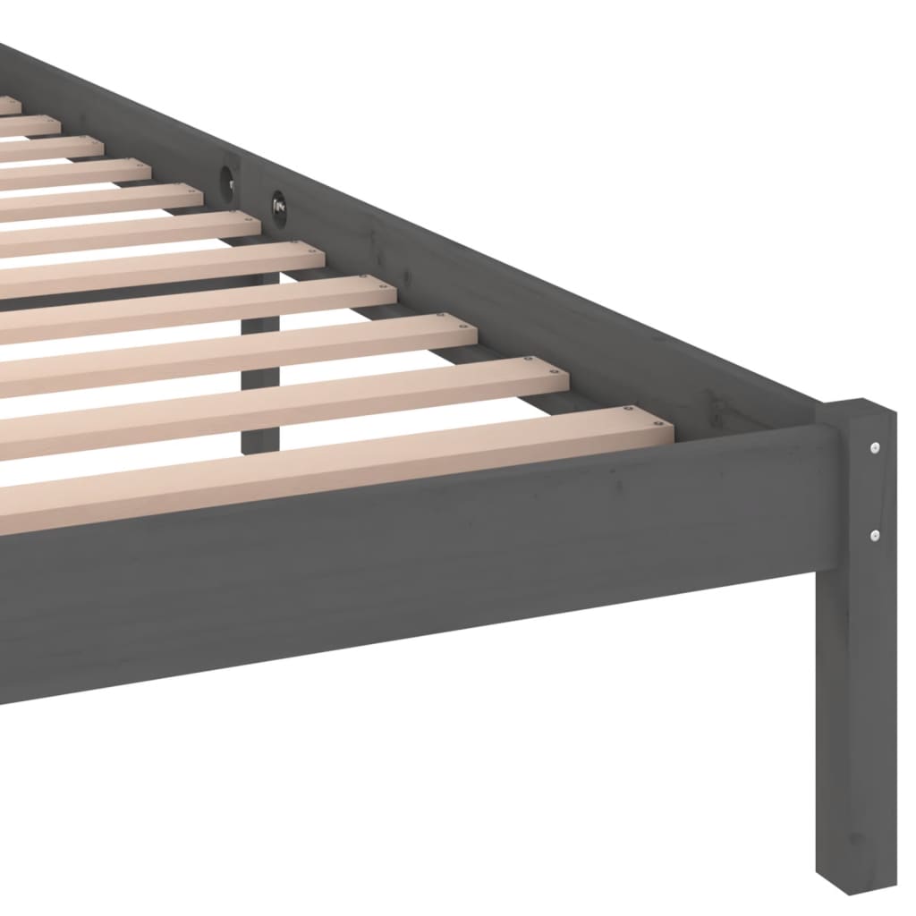 Bedframe Massief Grenenhout Grijs 140X200 Cm