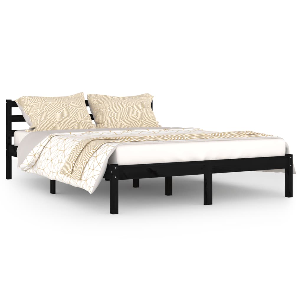 Bedframe Massief Grenenhout Zwart 140X200 Cm