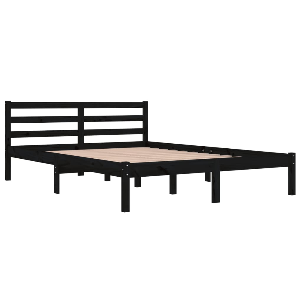 Bedframe Massief Grenenhout Zwart 140X200 Cm