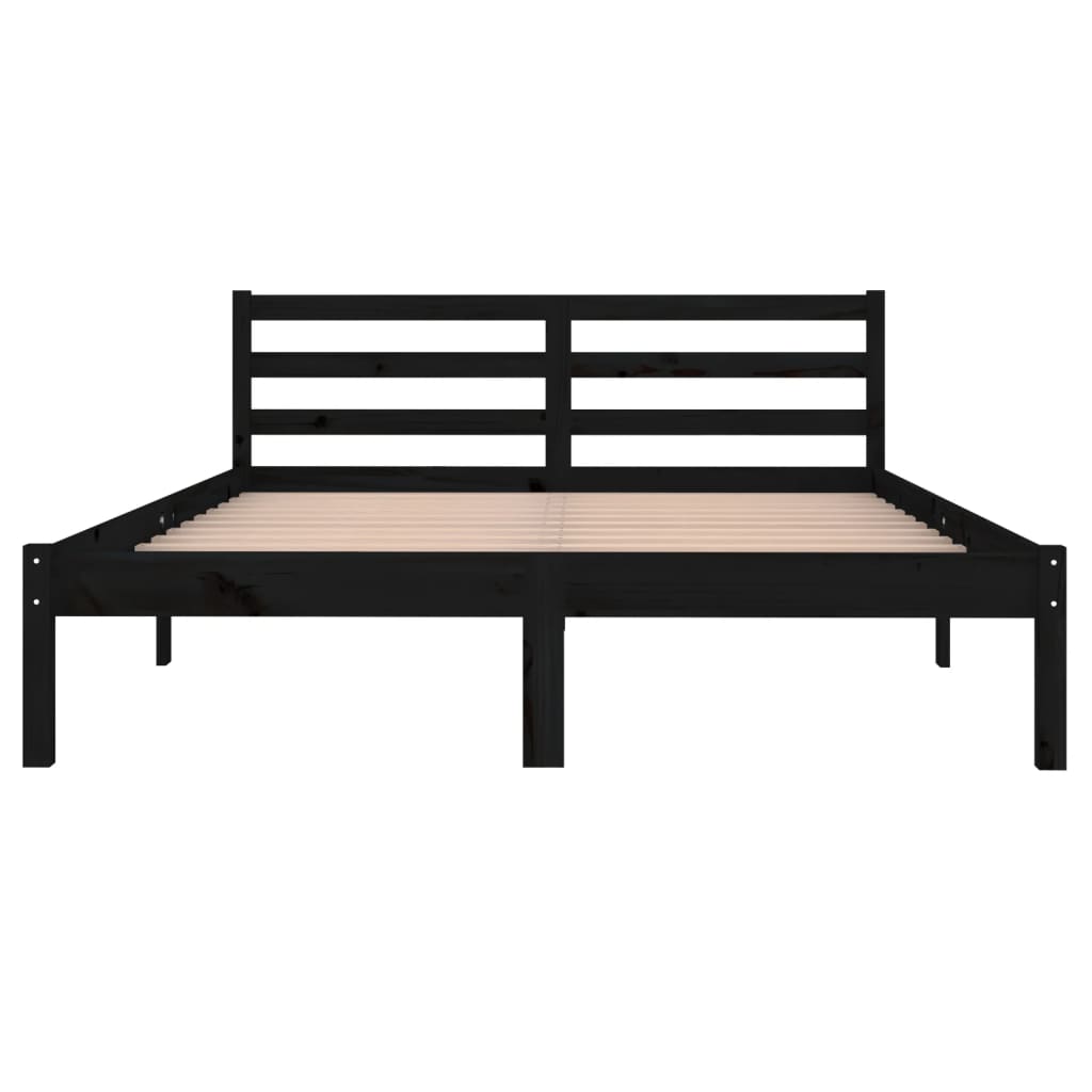 Bedframe Massief Grenenhout Zwart 140X200 Cm