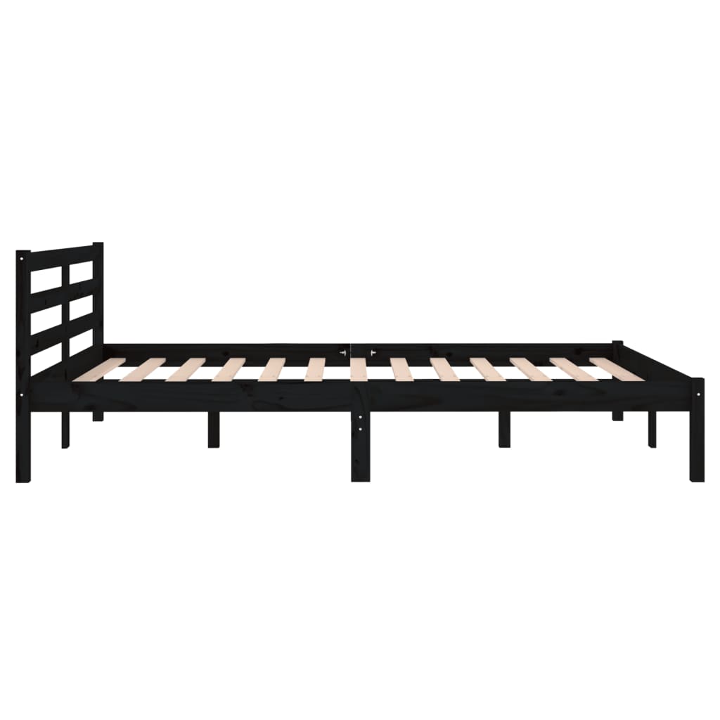 Bedframe Massief Grenenhout Zwart 140X200 Cm