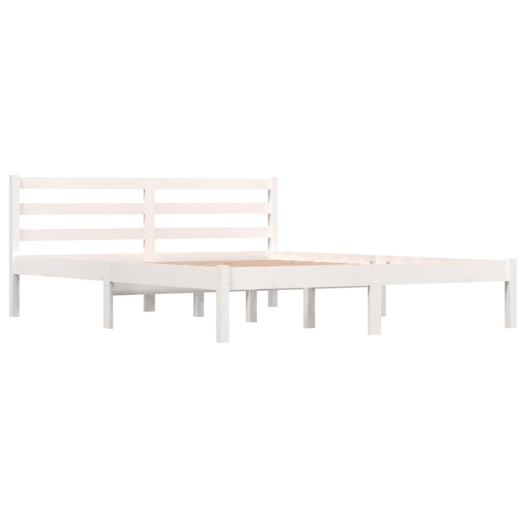 Bedframe Massief Grenenhout Wit 150X200 Cm 5Ft King Size