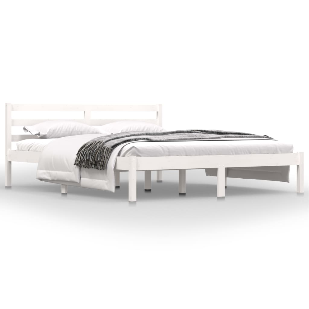 Bedframe Massief Grenenhout Wit 150X200 Cm 5Ft King Size