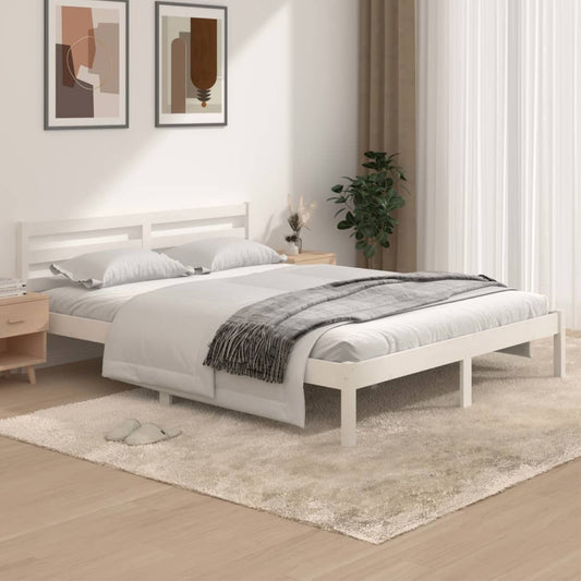 Bedframe Massief Grenenhout Wit 150X200 Cm 5Ft King Size