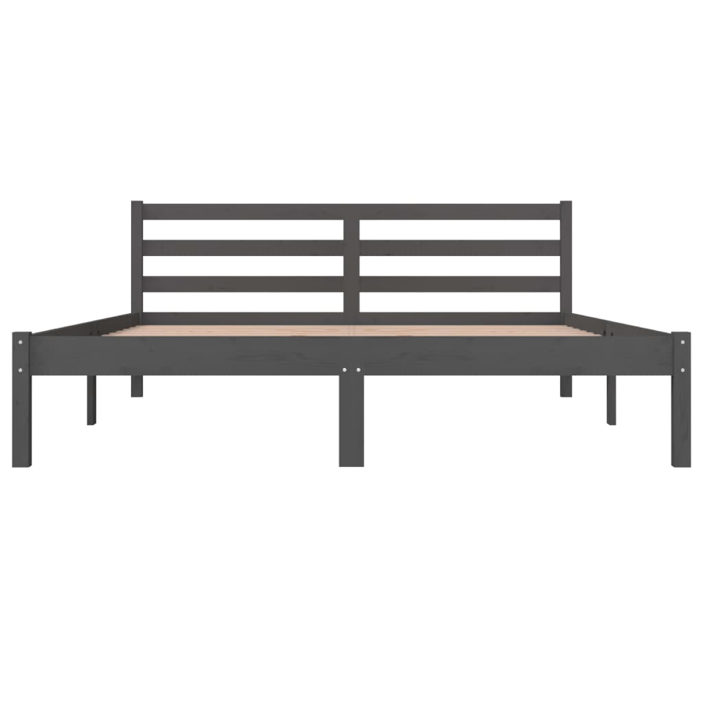 Bedframe Massief Grenenhout Grijs 150X200 Cm 5Ft King Size