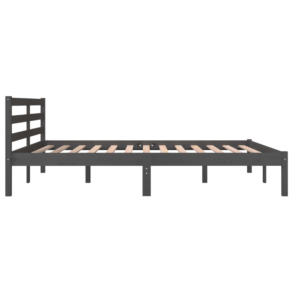 Bedframe Massief Grenenhout Grijs 150X200 Cm 5Ft King Size
