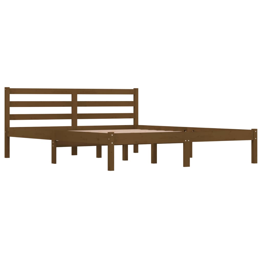 Bedframe Grenenhout Honingbruin 150X200 Cm 5Ft King Size
