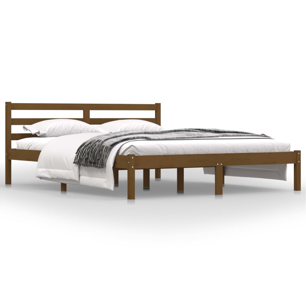 Bedframe Grenenhout Honingbruin 150X200 Cm 5Ft King Size