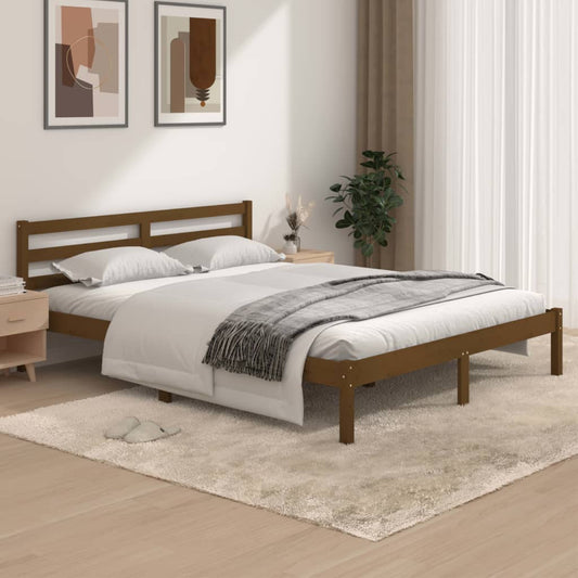 Bedframe Grenenhout Honingbruin 150X200 Cm 5Ft King Size