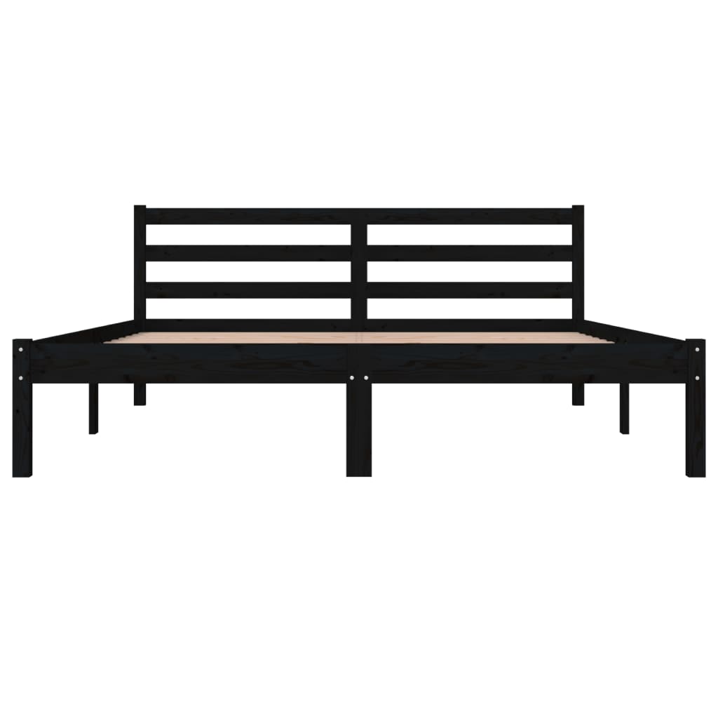 Bedframe Massief Grenenhout Zwart 150X200 Cm 5Ft King Size