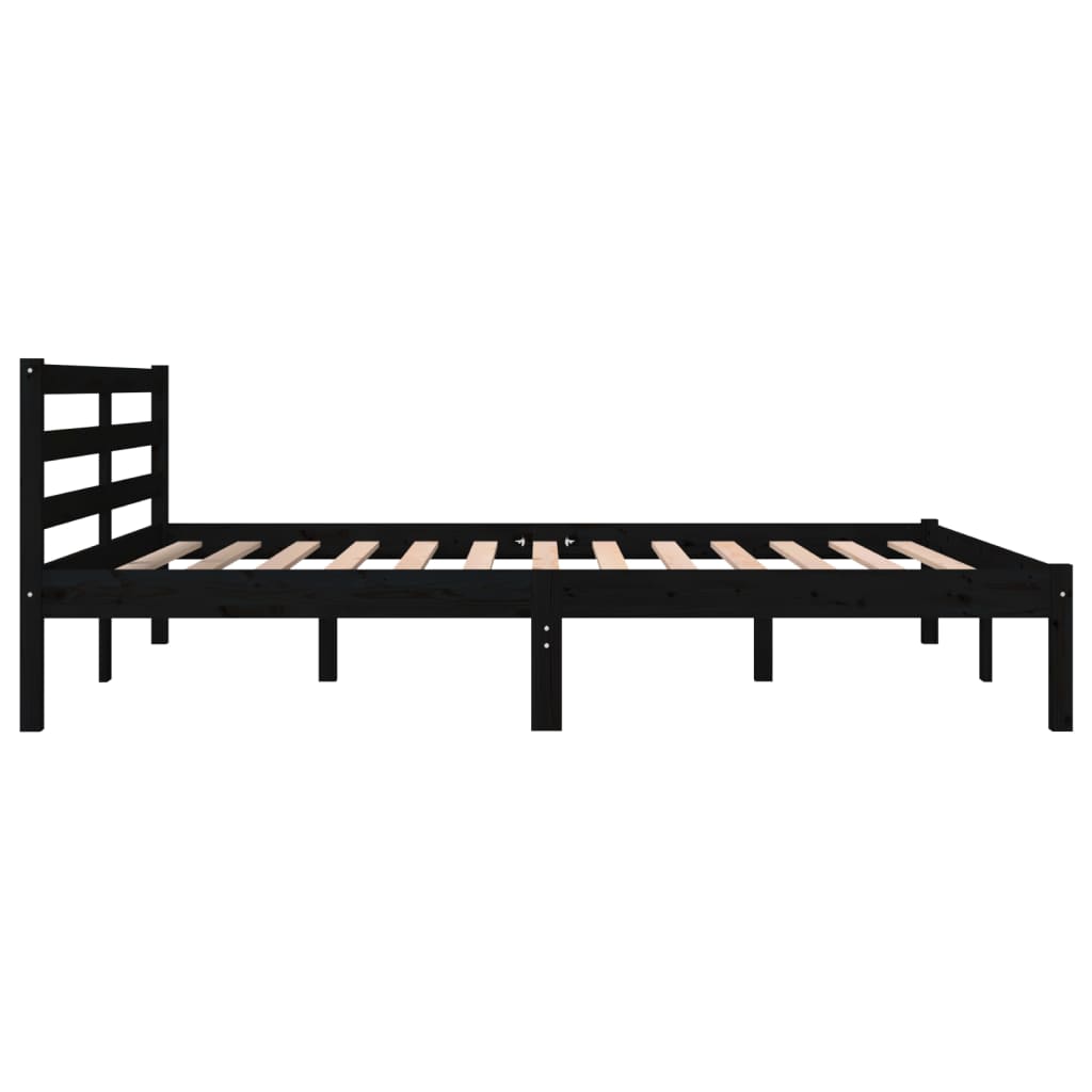Bedframe Massief Grenenhout Zwart 150X200 Cm 5Ft King Size