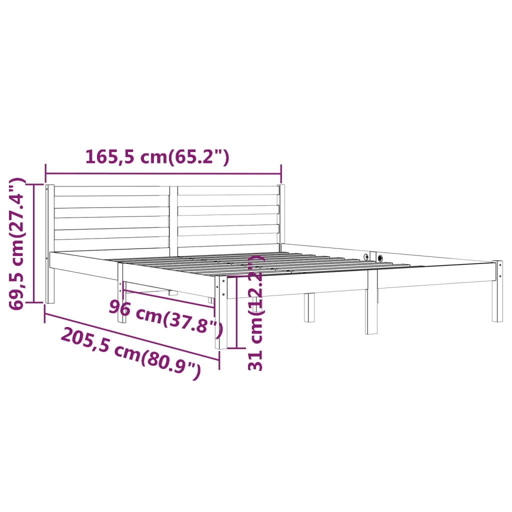 Bedframe Massief Grenenhout Honingbruin 160X200 Cm