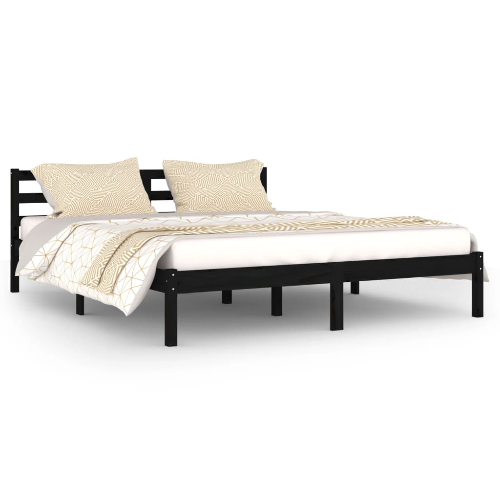 Bedframe Massief Grenenhout Zwart 160X200 Cm