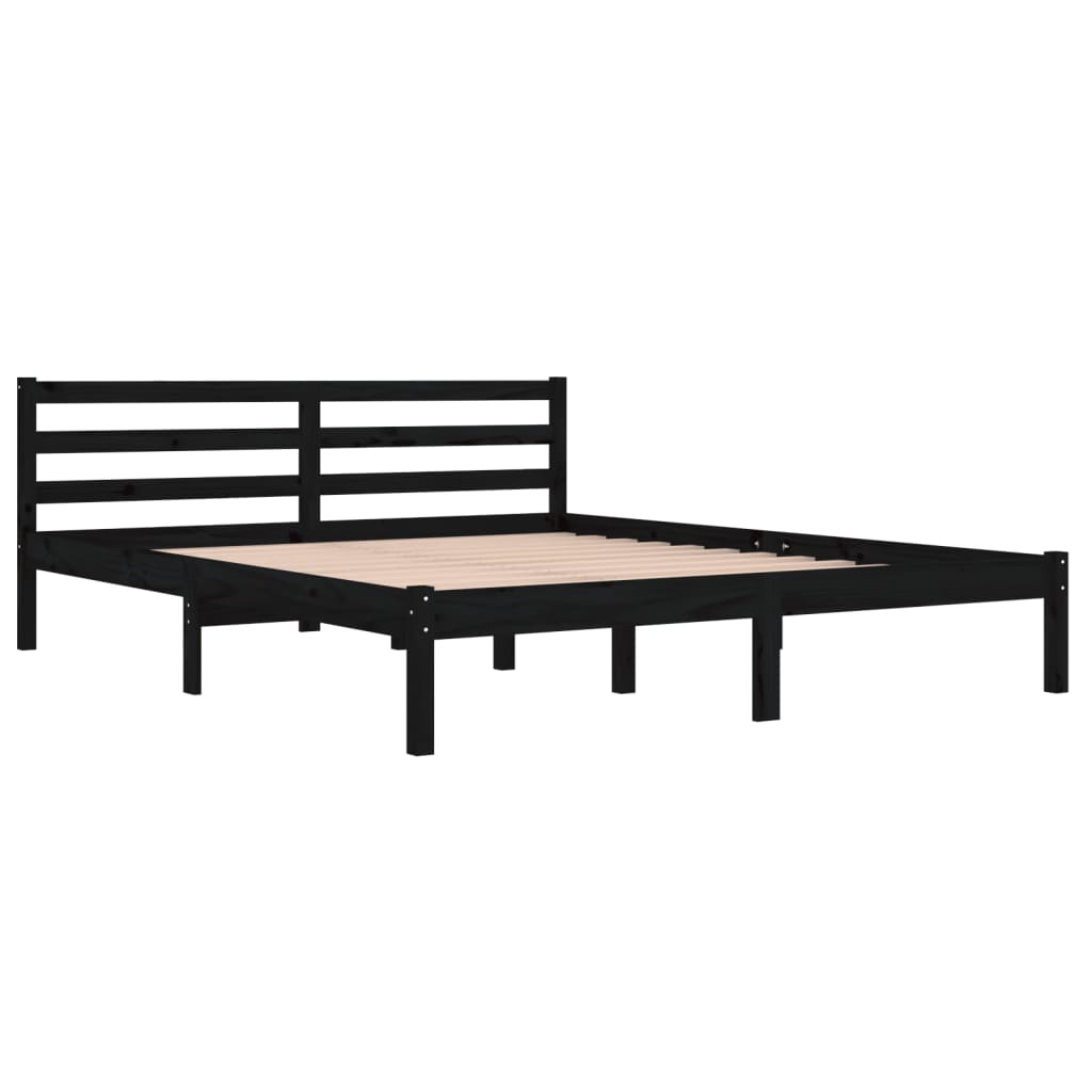 Bedframe Massief Grenenhout Zwart 160X200 Cm