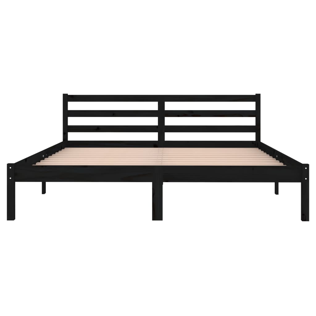 Bedframe Massief Grenenhout Zwart 160X200 Cm