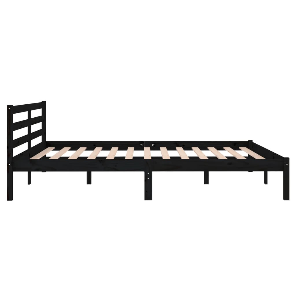 Bedframe Massief Grenenhout Zwart 160X200 Cm