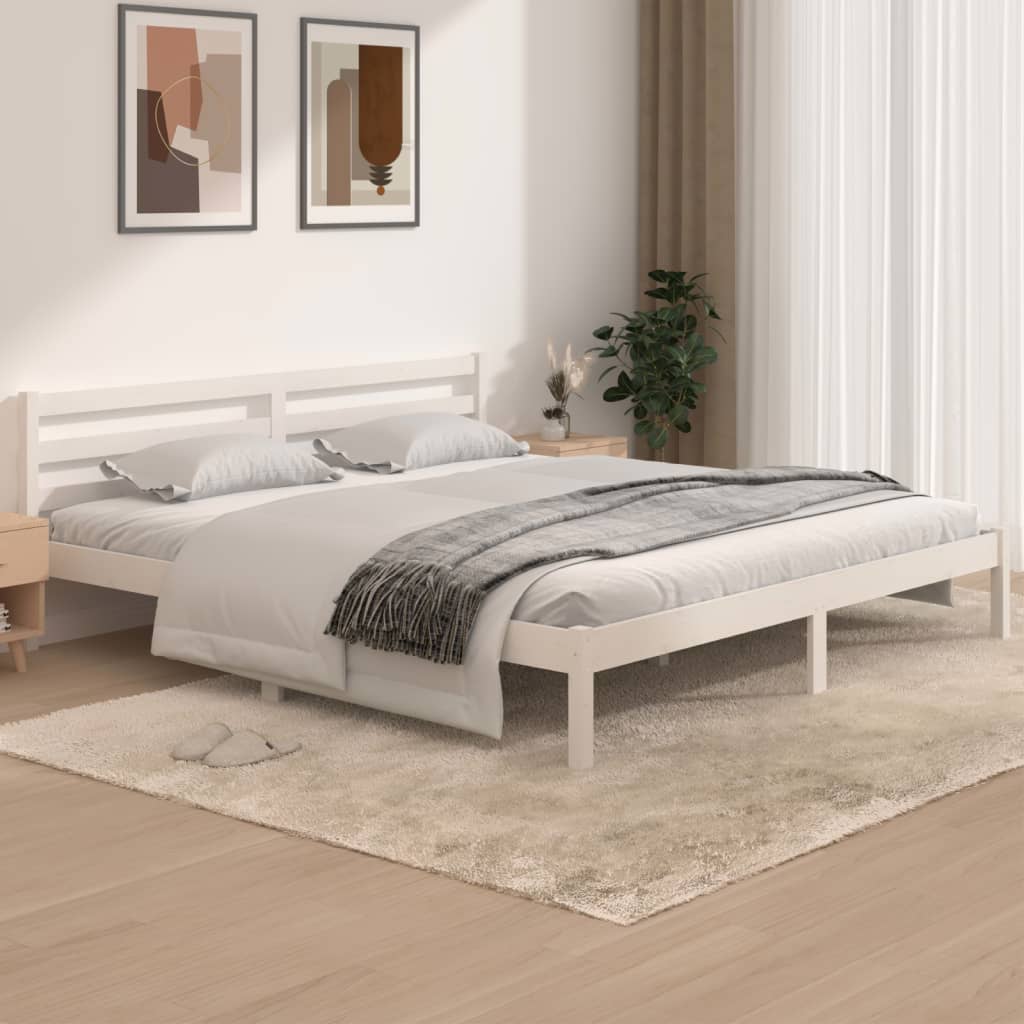 Bedframe Massief Grenenhout Wit 180X200 Cm 6Ft Super King