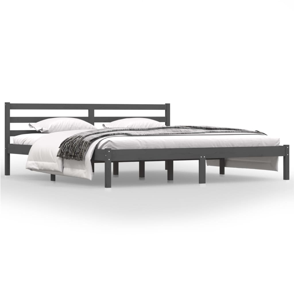 Bedframe Massief Grenenhout Grijs 180X200 Cm 6Ft Super King