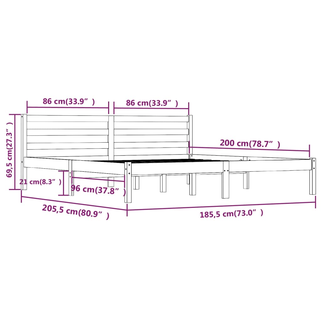 Bedframe Grenenhout Honingbruin 180X200 Cm 6Ft Super King