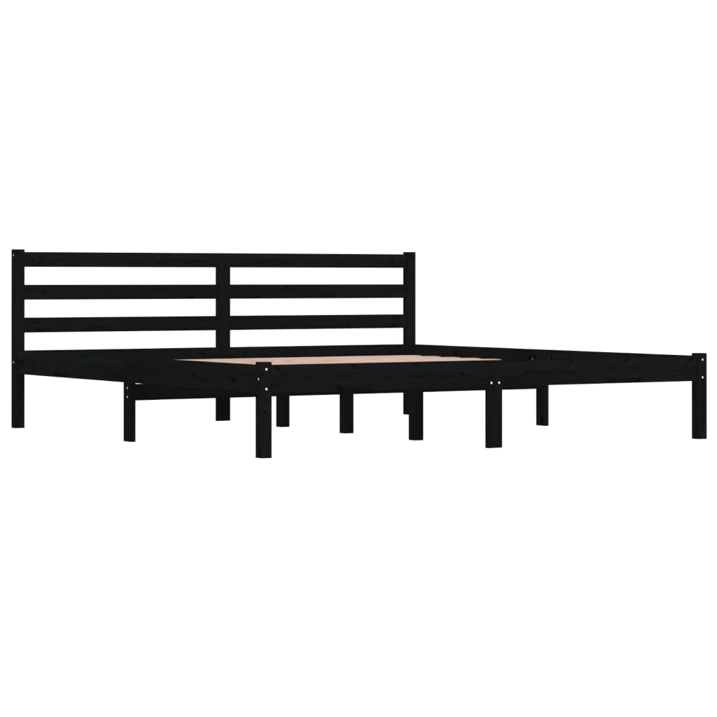 Bedframe Massief Grenenhout Zwart 180X200 Cm Super King