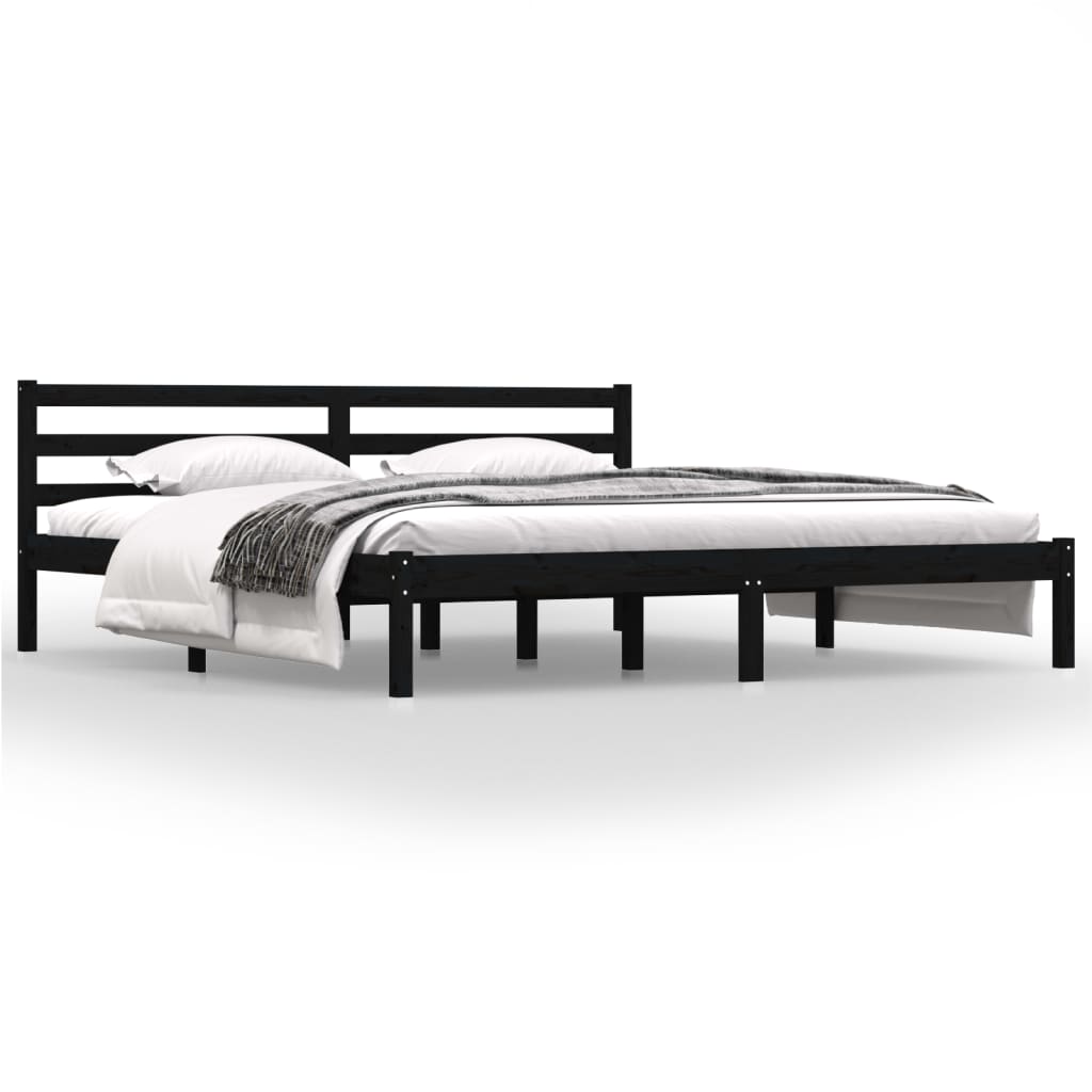Bedframe Massief Grenenhout Zwart 180X200 Cm Super King