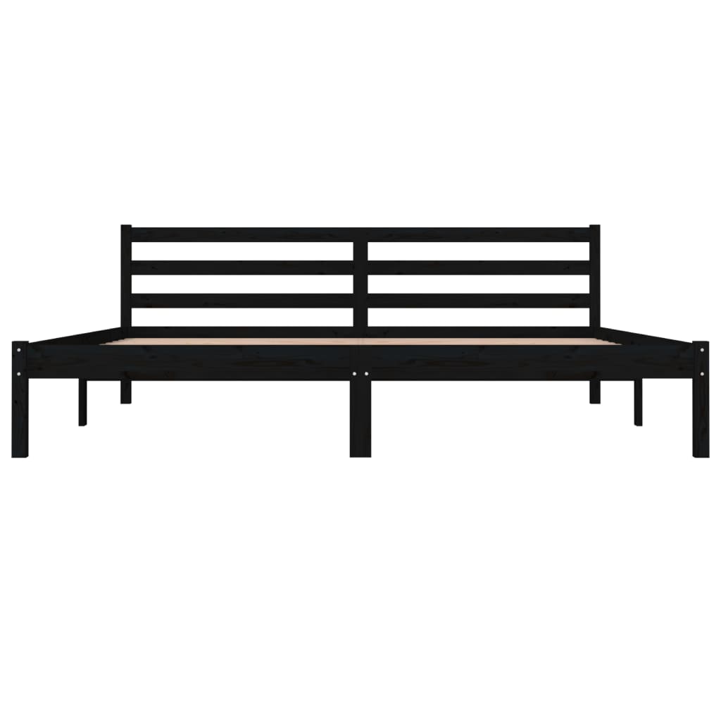 Bedframe Massief Grenenhout Zwart 180X200 Cm Super King