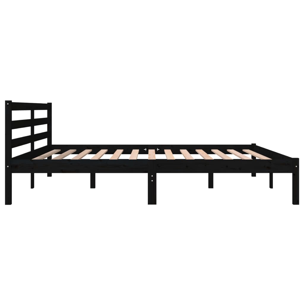 Bedframe Massief Grenenhout Zwart 180X200 Cm Super King