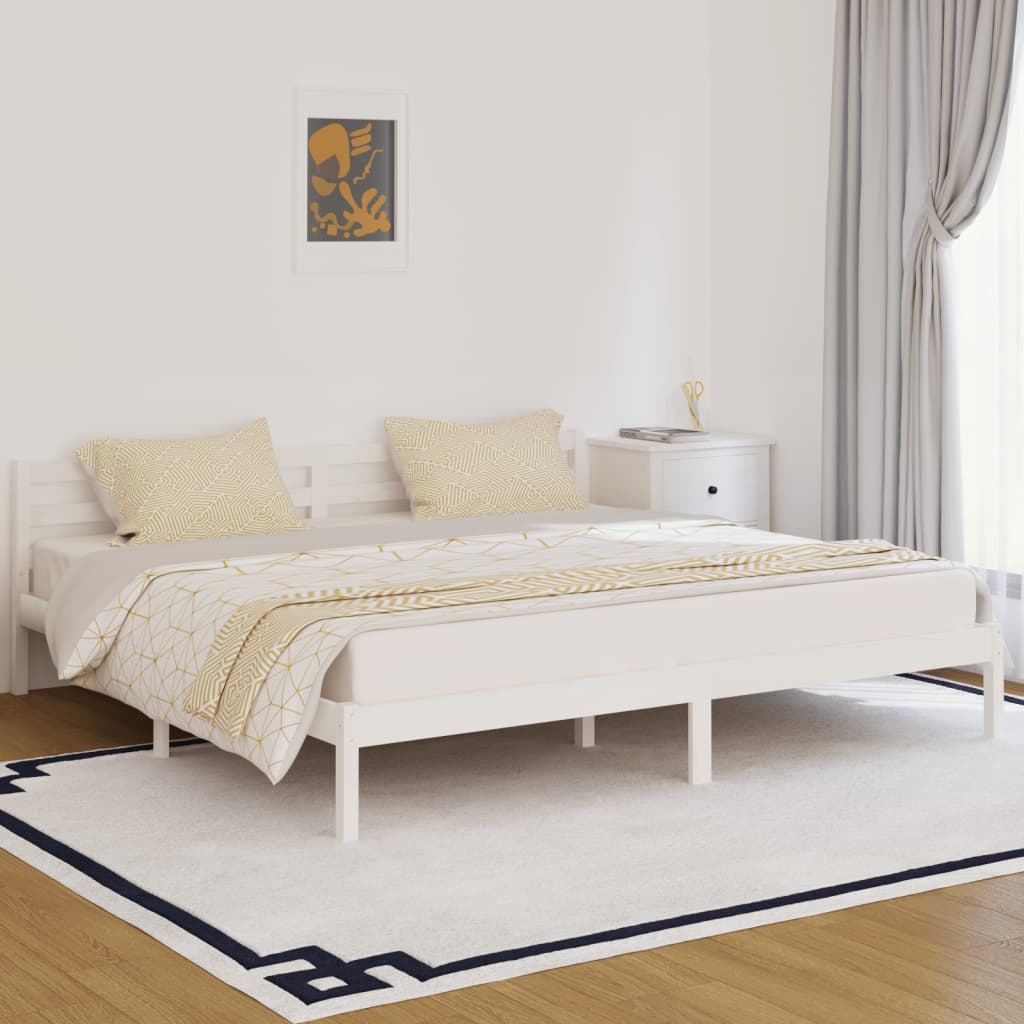 Bedframe Massief Grenenhout Wit 200X200 Cm