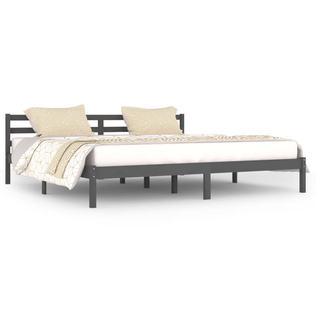 Bedframe Massief Grenenhout Grijs 200X200 Cm