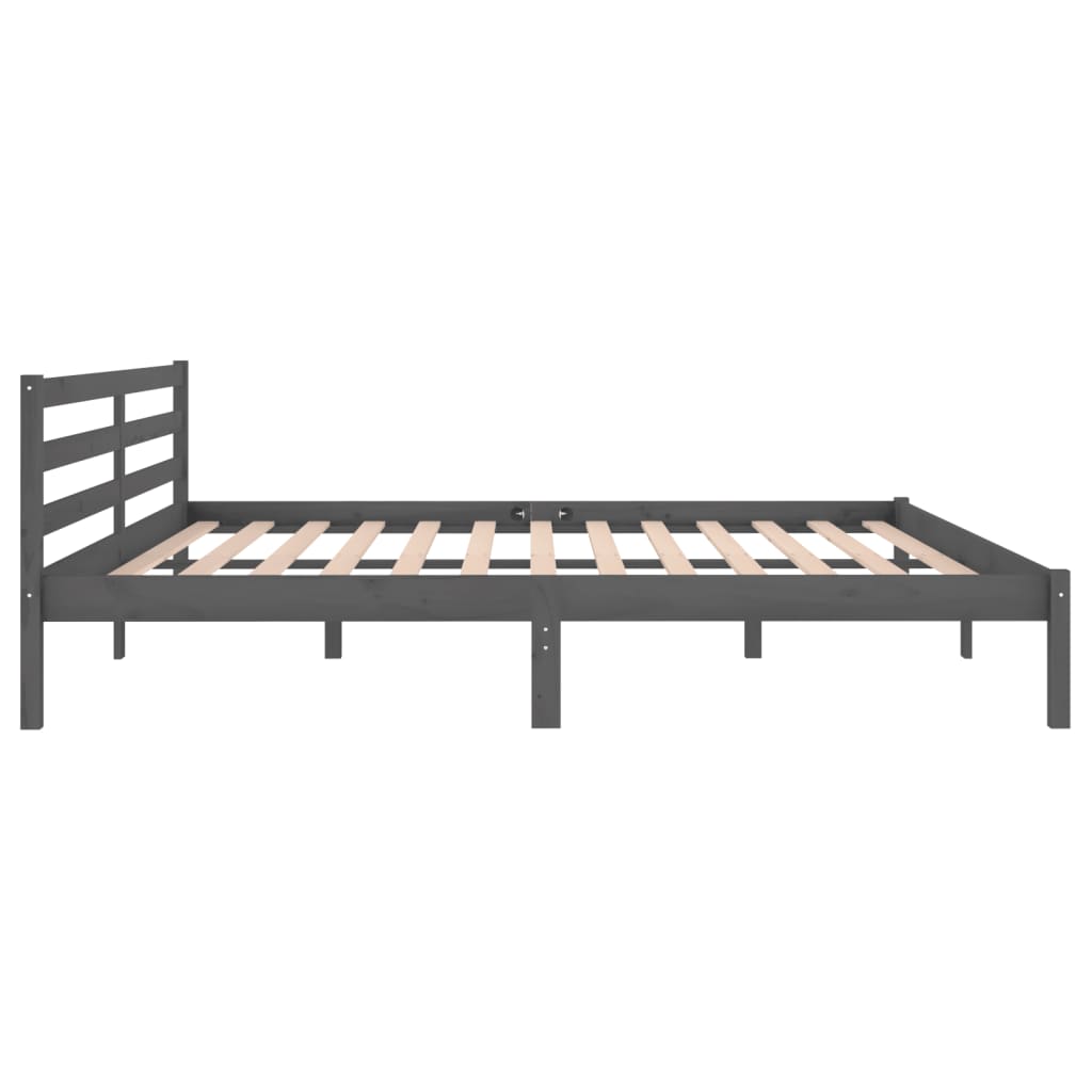 Bedframe Massief Grenenhout Grijs 200X200 Cm