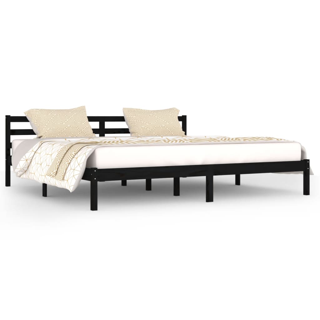 Bedframe Massief Grenenhout Zwart 200X200 Cm