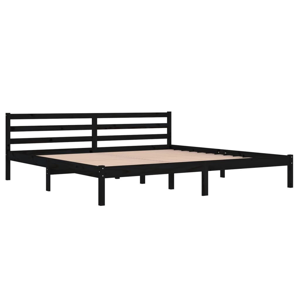 Bedframe Massief Grenenhout Zwart 200X200 Cm