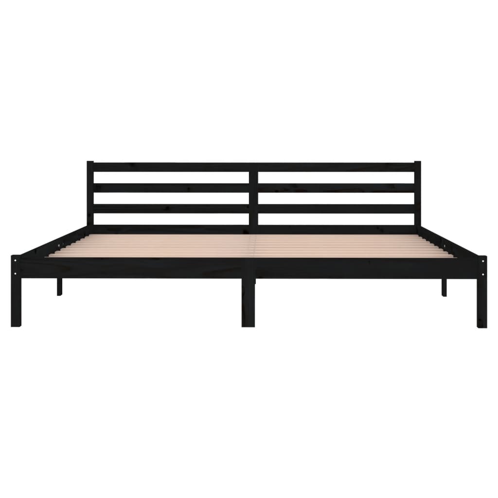 Bedframe Massief Grenenhout Zwart 200X200 Cm