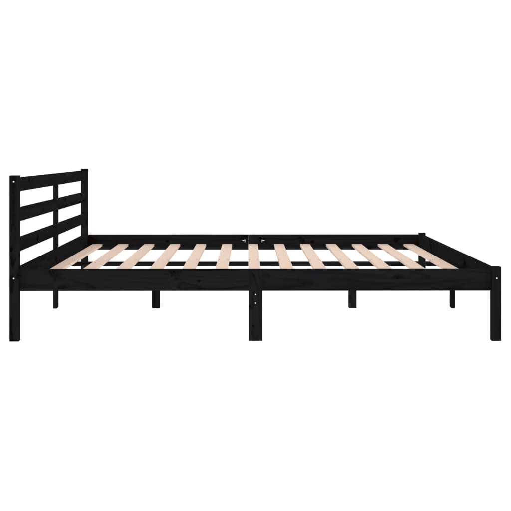 Bedframe Massief Grenenhout Zwart 200X200 Cm