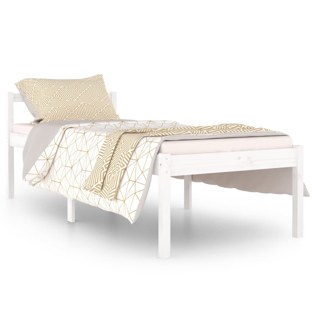 Bedframe Massief Hout Wit 75X190 Cm 2Ft6 Small Single