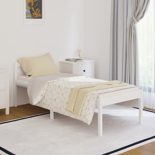 Bedframe Massief Hout Wit 75X190 Cm 2Ft6 Small Single