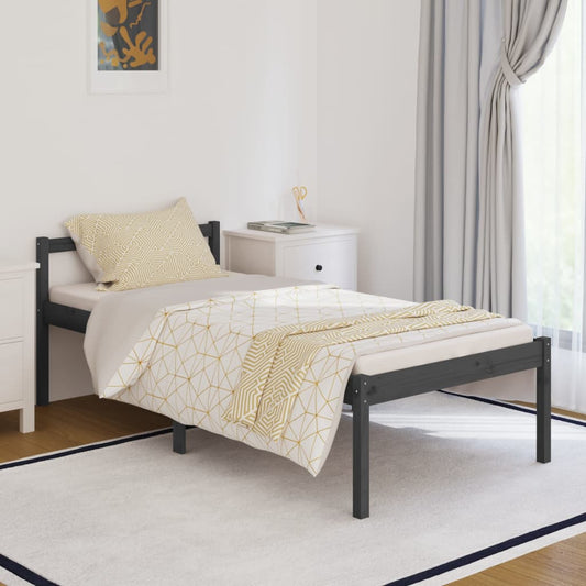 Bedframe Massief Grenenhout Grijs 90X190 Cm 3Ft Single