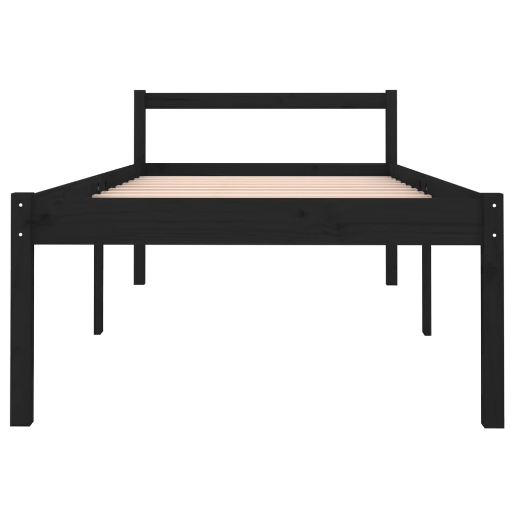 Bedframe Massief Grenenhout Zwart 90X190 Cm 3Ft Single