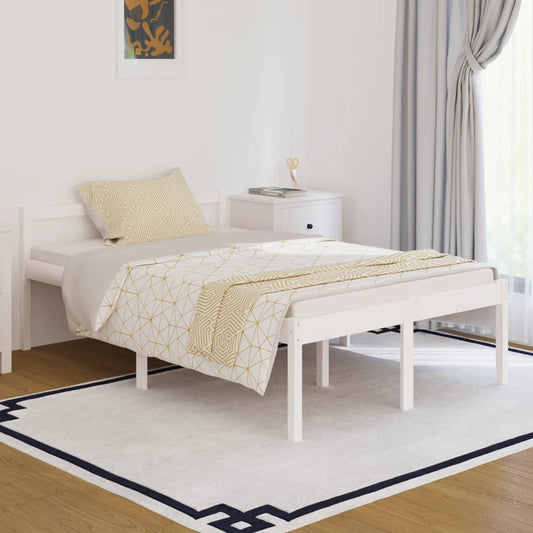 Bedframe Massief Hout Wit 120X190 Cm 4Ft Small Double