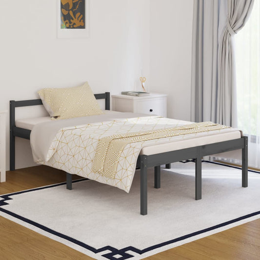 Bedframe Massief Hout Grijs 120X190 Cm 4Ft Small Double