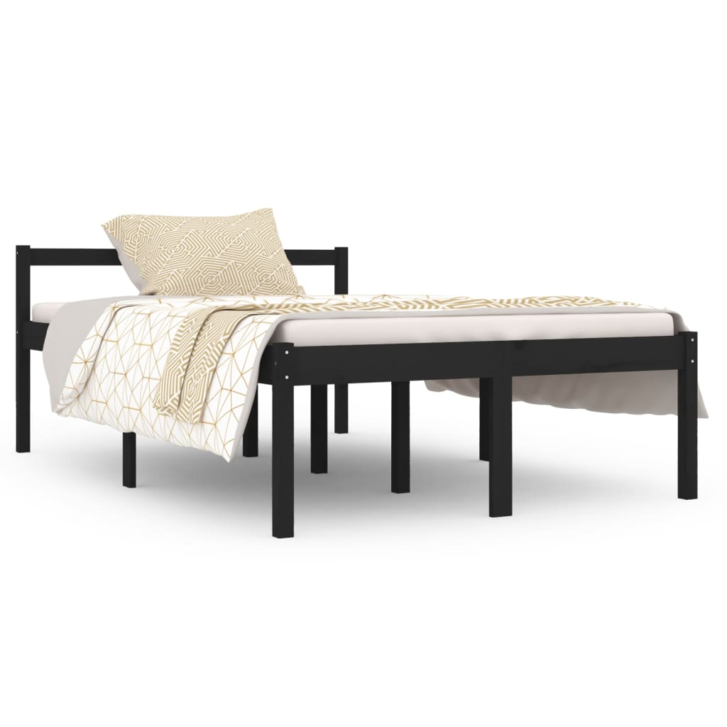 Bedframe Massief Hout Zwart 120X190 Cm 4Ft Small Double