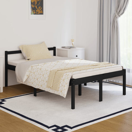 Bedframe Massief Hout Zwart 120X190 Cm 4Ft Small Double