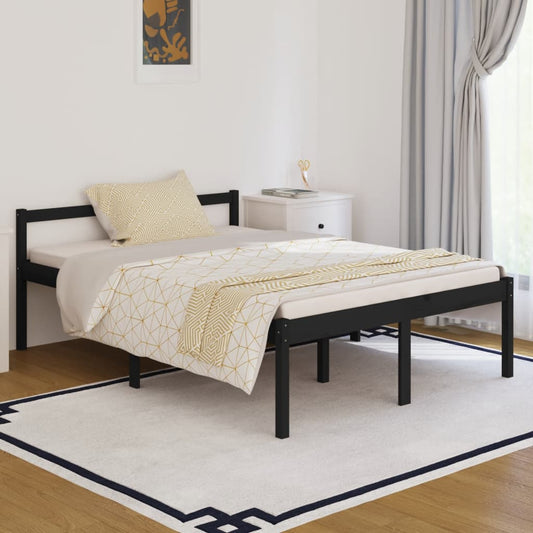 Bedframe Massief Grenenhout Zwart 135X190 Cm 4Ft6 Double