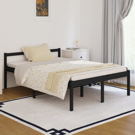 Bedframe Massief Grenenhout Zwart 140X190 Cm