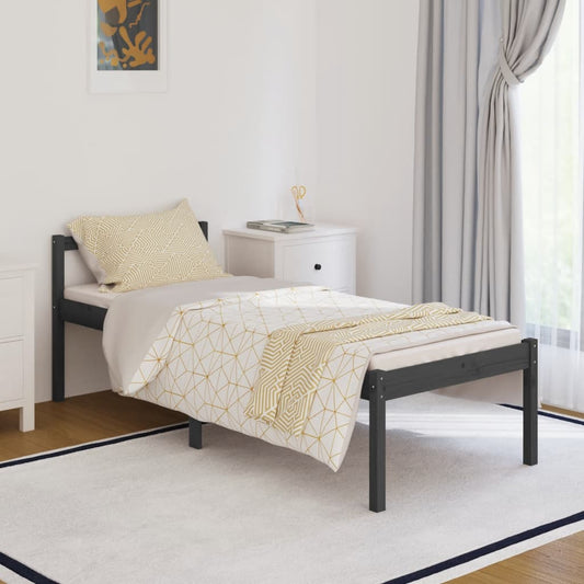 Bedframe Massief Grenenhout Grijs 90X200 Cm