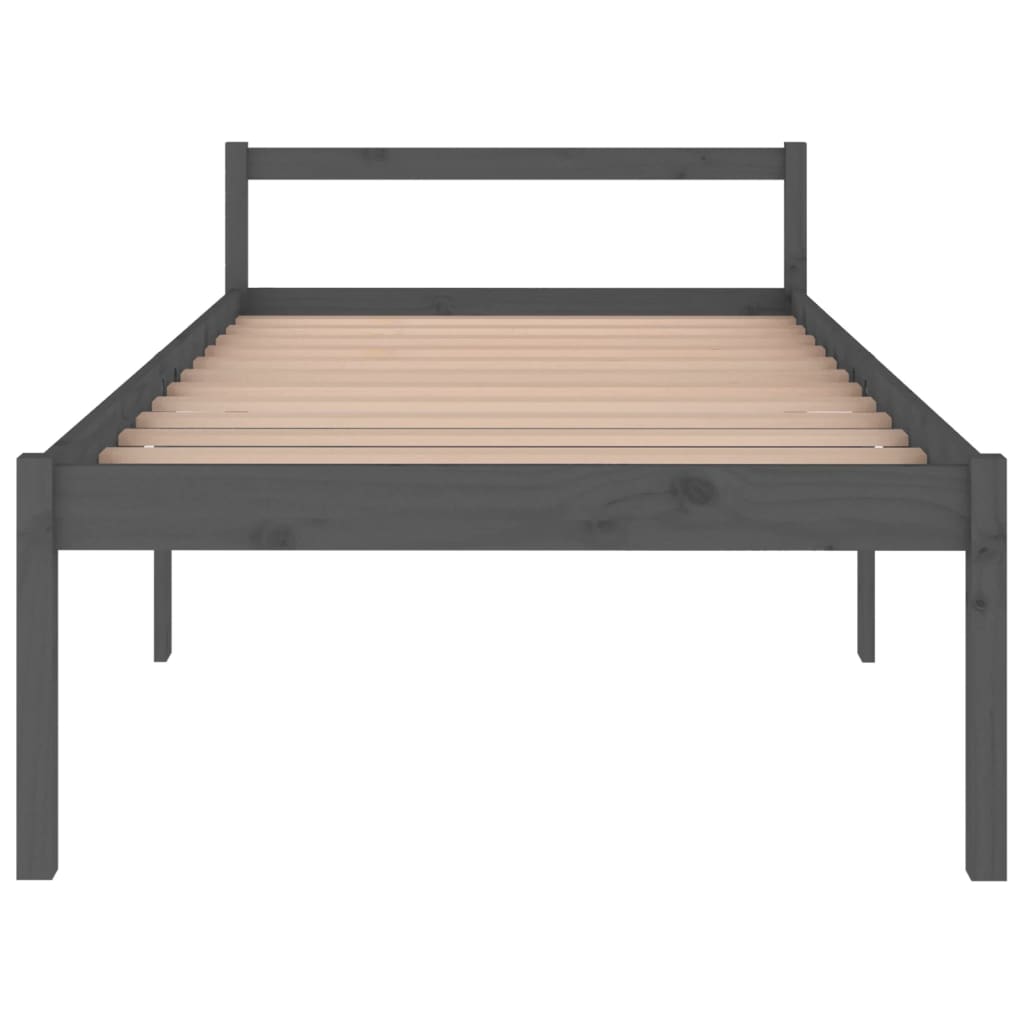 Bedframe Massief Grenenhout Grijs 100X200 Cm